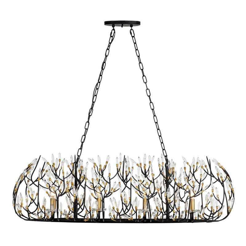 Bask 8-Light 48" Linear Chandelier in Matte Black/French Gold