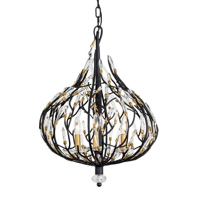 Bask 3-Light 18" Chandelier in Matte Black/French Gold
