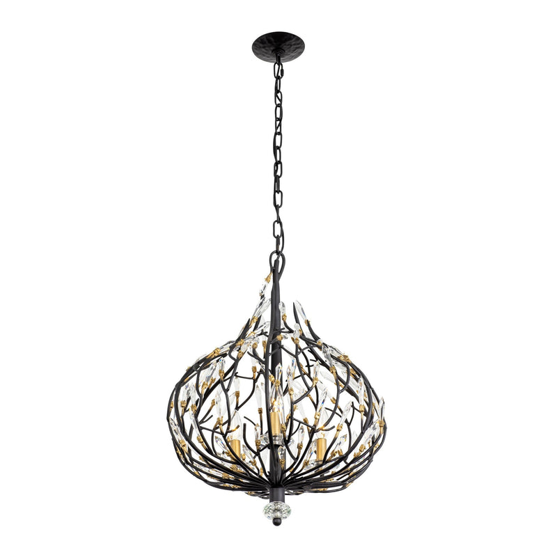 Bask 3-Light 18" Chandelier in Matte Black/French Gold