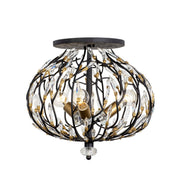 Bask 3-Light 18" Semi-Flush Mount in Matte Black/French Gold