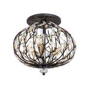 Bask 3-Light 18" Semi-Flush Mount in Matte Black/French Gold