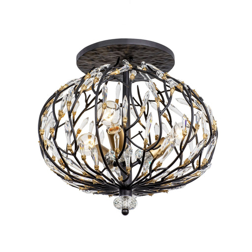 Bask 3-Light 18" Semi-Flush Mount in Matte Black/French Gold