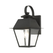 Wentworth Small Outdoor Wall Lantern in Black with Brushed Nickel Finish Cluster