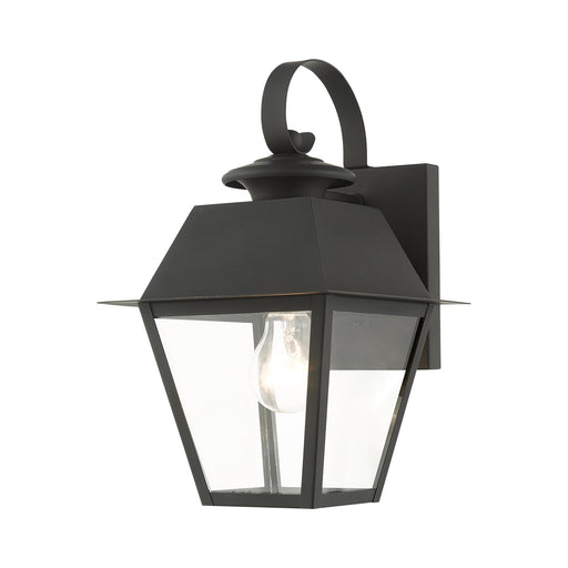 Wentworth Small Outdoor Wall Lantern in Black with Brushed Nickel Finish Cluster