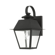 Wentworth Small Outdoor Wall Lantern in Black with Brushed Nickel Finish Cluster