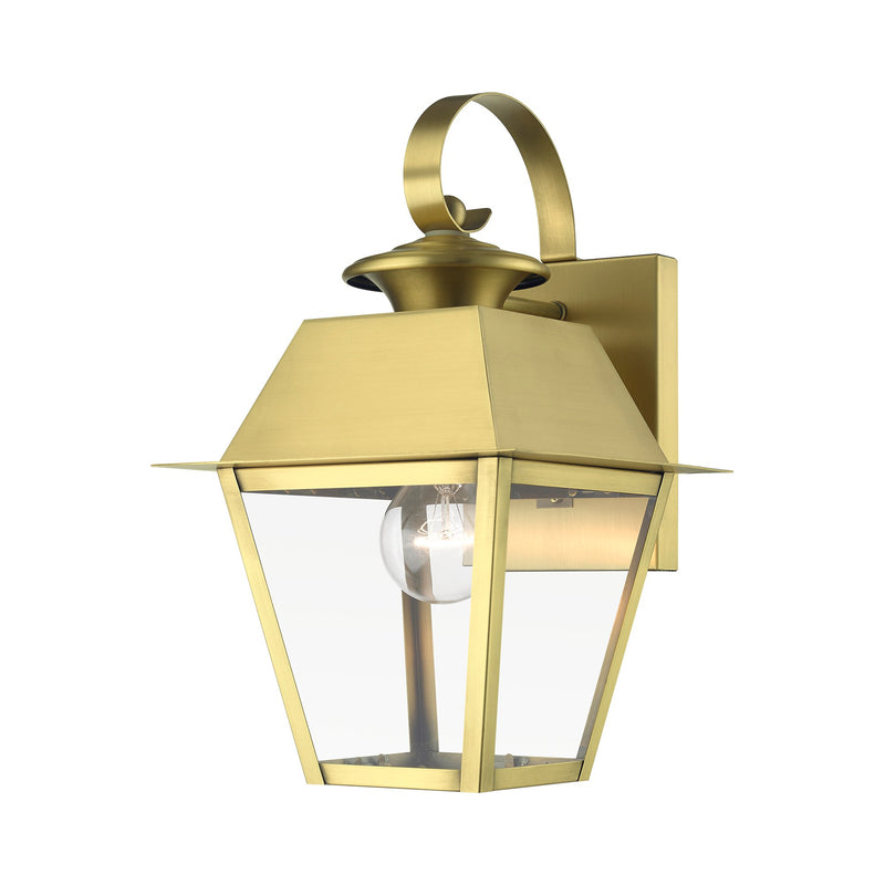 Wentworth Small Outdoor Wall Lantern in Natural Brass