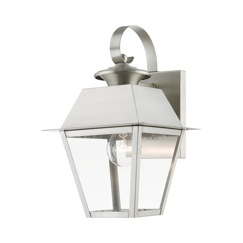 Wentworth Small Outdoor Wall Lantern in Brushed Nickel