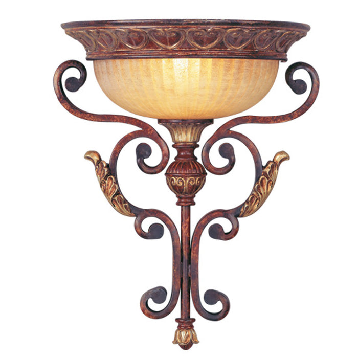 Villa Verona 1-Light Wall Sconce in Verona Bronze with Aged Gold Leaf Accents - Lamps Expo