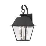 Wentworth 2-Light Medium Outdoor Wall Lantern in Black with Brushed Nickel Finish Cluster