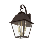 Wentworth 2-Light Medium Outdoor Wall Lantern in Bronze with Antique Brass Finish Cluster
