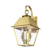 Wentworth 2-Light Medium Outdoor Wall Lantern in Natural Brass