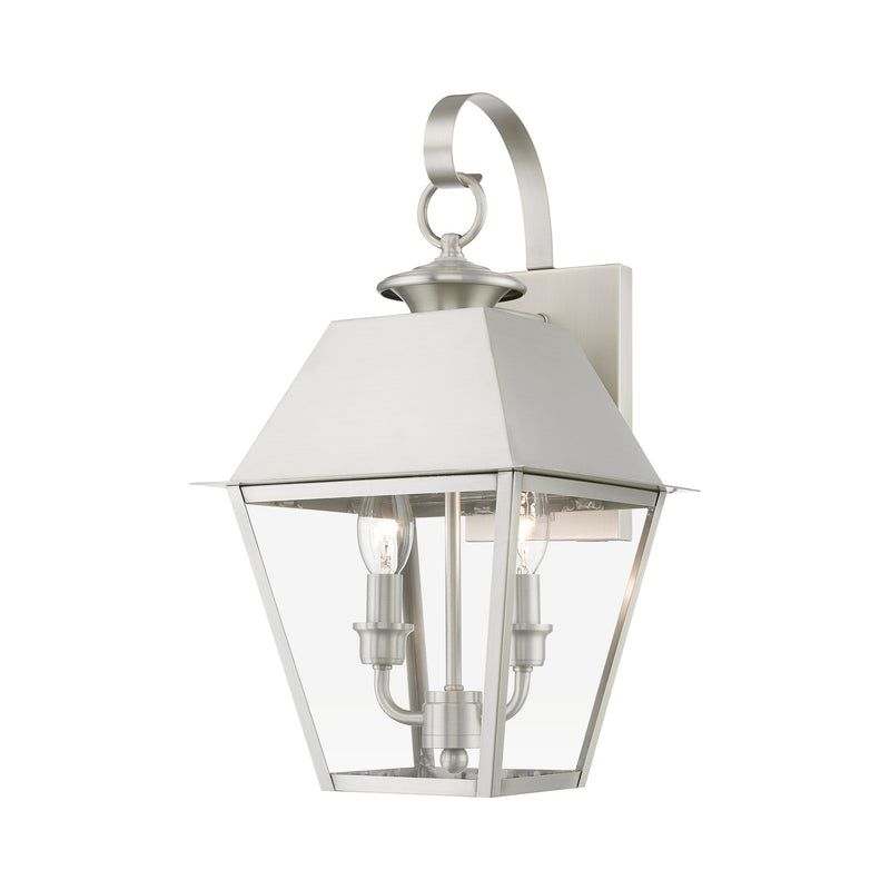 Wentworth 2-Light Medium Outdoor Wall Lantern in Brushed Nickel