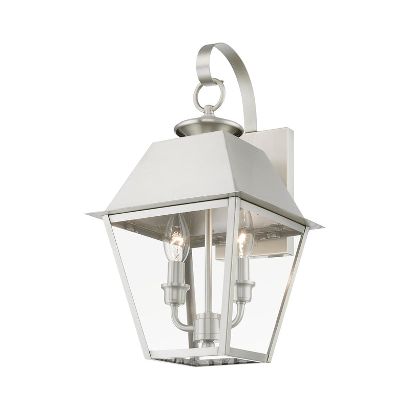Wentworth 2-Light Medium Outdoor Wall Lantern in Brushed Nickel