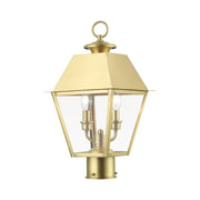 Wentworth 2-Light Medium Outdoor Post Light in Natural Brass