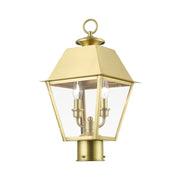 Wentworth 2-Light Medium Outdoor Post Light in Natural Brass