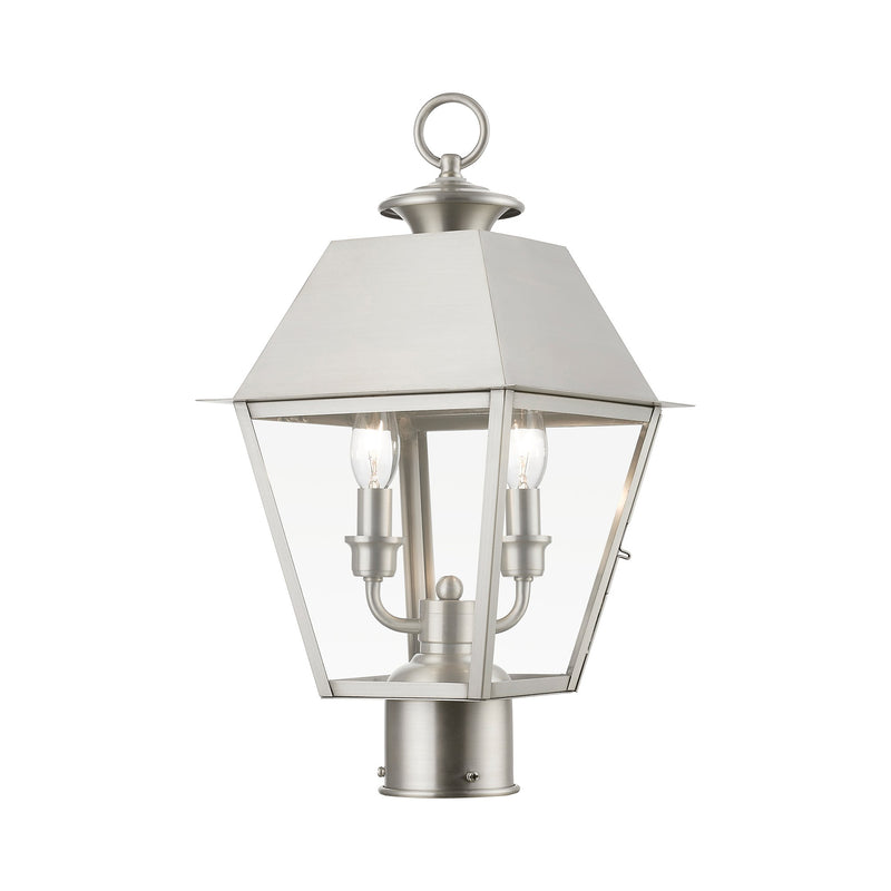 Wentworth 2-Light Medium Outdoor Post Light in Brushed Nickel