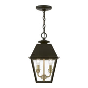 Wentworth 2-Light Medium Outdoor Pendant Lantern in Bronze with Antique Brass Finish Cluster