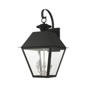 Wentworth 3-Light Large Outdoor Wall Lantern in Black with Brushed Nickel Finish Cluster