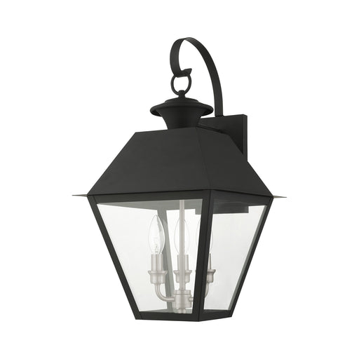 Wentworth 3-Light Large Outdoor Wall Lantern in Black with Brushed Nickel Finish Cluster