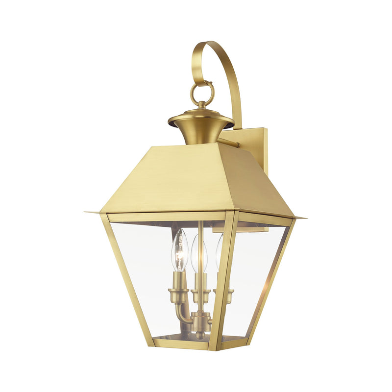 Wentworth 3-Light Large Outdoor Wall Lantern in Natural Brass