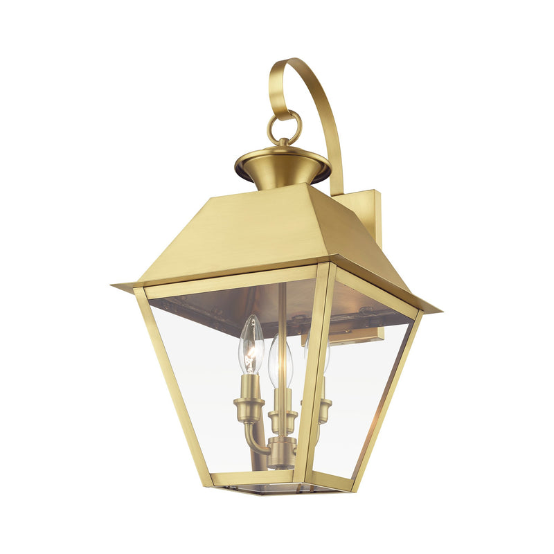 Wentworth 3-Light Large Outdoor Wall Lantern in Natural Brass