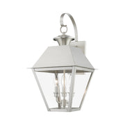 Wentworth 3-Light Large Outdoor Wall Lantern in Brushed Nickel