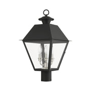 Wentworth 3-Light Large Outdoor Post Light in Black with Brushed Nickel Finish Cluster