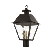 Wentworth 3-Light Large Outdoor Post Light in Bronze with Antique Brass Finish Cluster