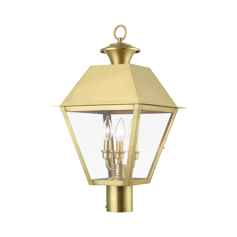 Wentworth 3-Light Large Outdoor Post Light in Natural Brass