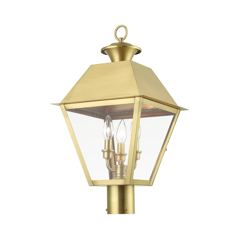 Wentworth 3-Light Large Outdoor Post Light in Natural Brass