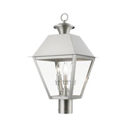 Wentworth 3-Light Large Outdoor Post Light in Brushed Nickel