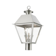 Wentworth 3-Light Large Outdoor Post Light in Brushed Nickel