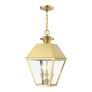 Wentworth 3-Light Large Outdoor Pendant Lantern in Natural Brass