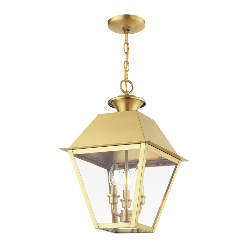 Wentworth 3-Light Large Outdoor Pendant Lantern in Natural Brass