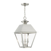Wentworth 3-Light Large Outdoor Pendant Lantern in Brushed Nickel