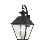 Wentworth 4-Light Extra Large Outdoor Wall Lantern in Black with Brushed Nickel Finish Cluster