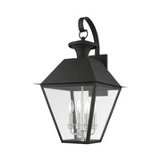 Wentworth 4-Light Extra Large Outdoor Wall Lantern in Black with Brushed Nickel Finish Cluster