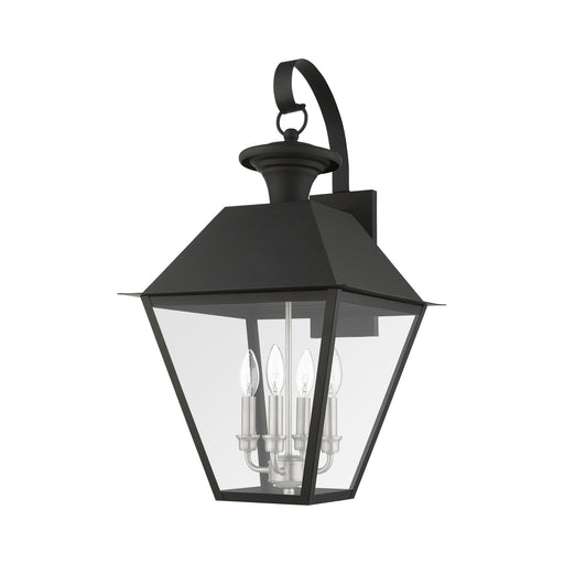 Wentworth 4-Light Extra Large Outdoor Wall Lantern in Black with Brushed Nickel Finish Cluster