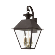 Wentworth 4-Light Extra Large Outdoor Wall Lantern in Bronze with Antique Brass Finish Cluster