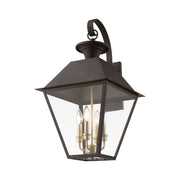 Wentworth 4-Light Extra Large Outdoor Wall Lantern in Bronze with Antique Brass Finish Cluster