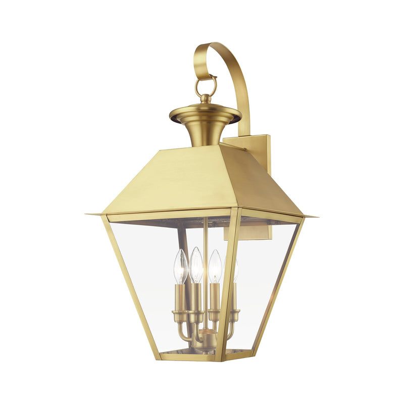 Wentworth 4-Light Extra Large Outdoor Wall Lantern in Natural Brass