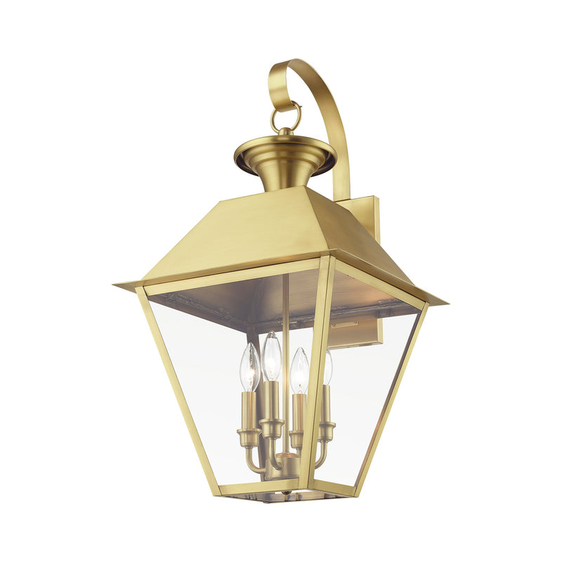 Wentworth 4-Light Extra Large Outdoor Wall Lantern in Natural Brass