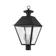 Wentworth 4-Light Extra Large Outdoor Post Light in Black with Brushed Nickel Finish Cluster