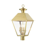 Wentworth 4-Light Extra Large Outdoor Post Light in Natural Brass