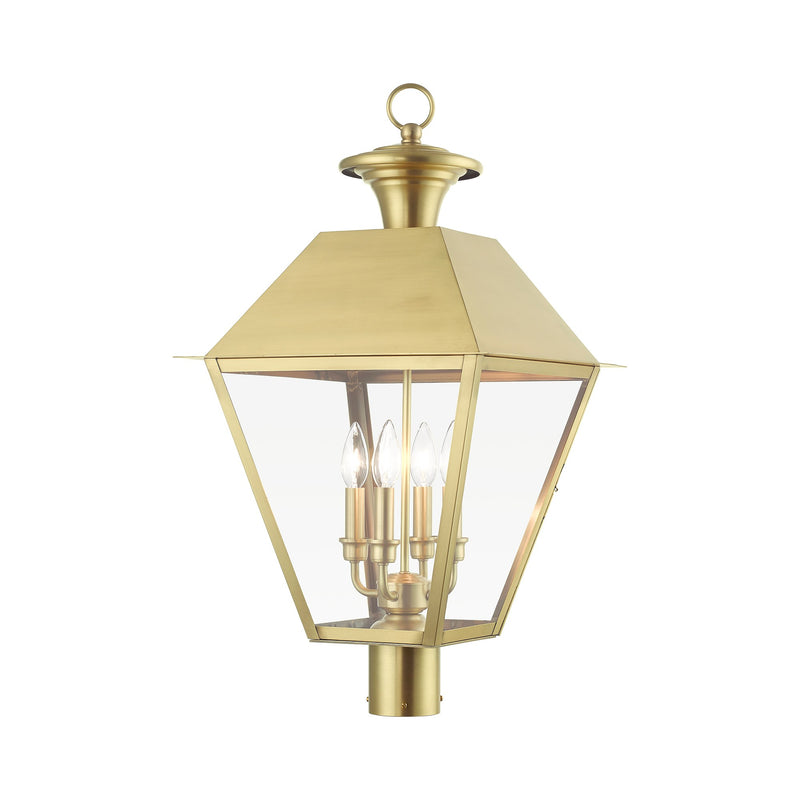 Wentworth 4-Light Extra Large Outdoor Post Light in Natural Brass