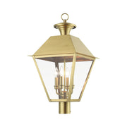 Wentworth 4-Light Extra Large Outdoor Post Light in Natural Brass