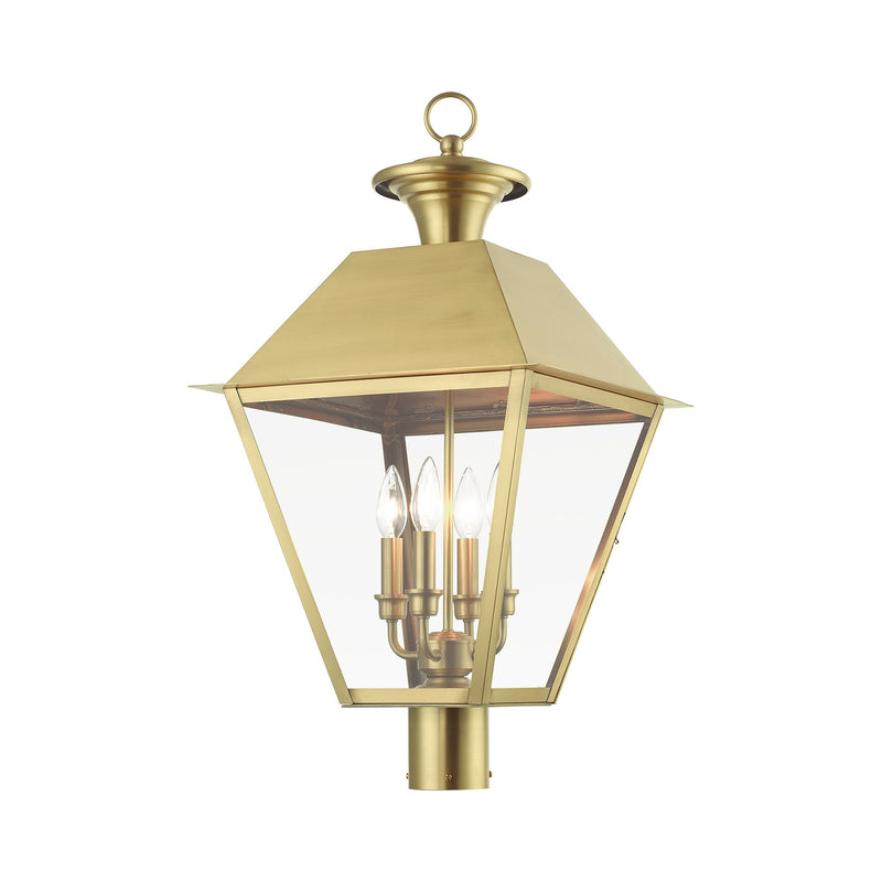 Wentworth 4-Light Extra Large Outdoor Post Light in Natural Brass