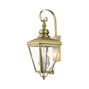 Adams 3-Light Large Outdoor Wall Lantern in Antique Brass with Brushed Nickel Finish Cluster