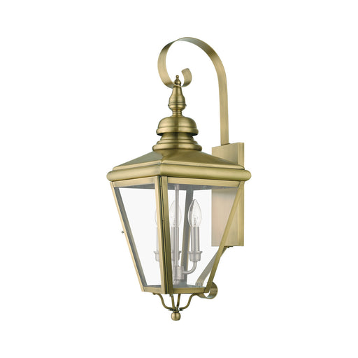 Adams 3-Light Large Outdoor Wall Lantern in Antique Brass with Brushed Nickel Finish Cluster