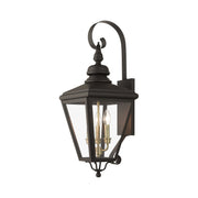 Adams 3-Light Large Outdoor Wall Lantern in Bronze with Antique Brass Finish Cluster